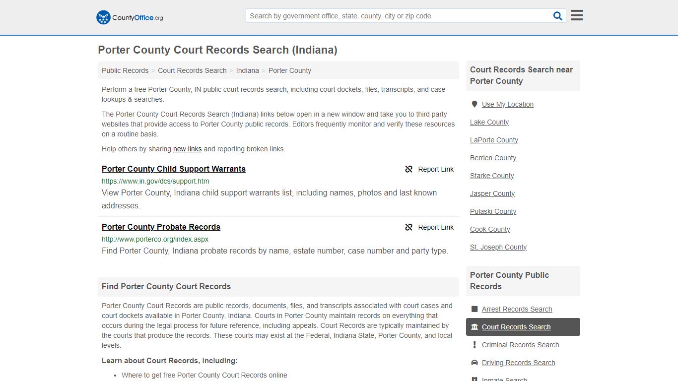 Porter County Court Records Search (Indiana) - countyoffice.org