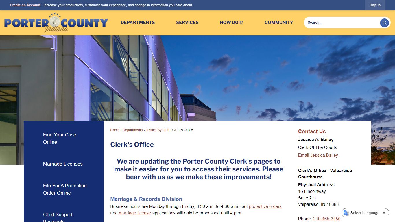 Clerk's Office | Porter County, IN - Official Website