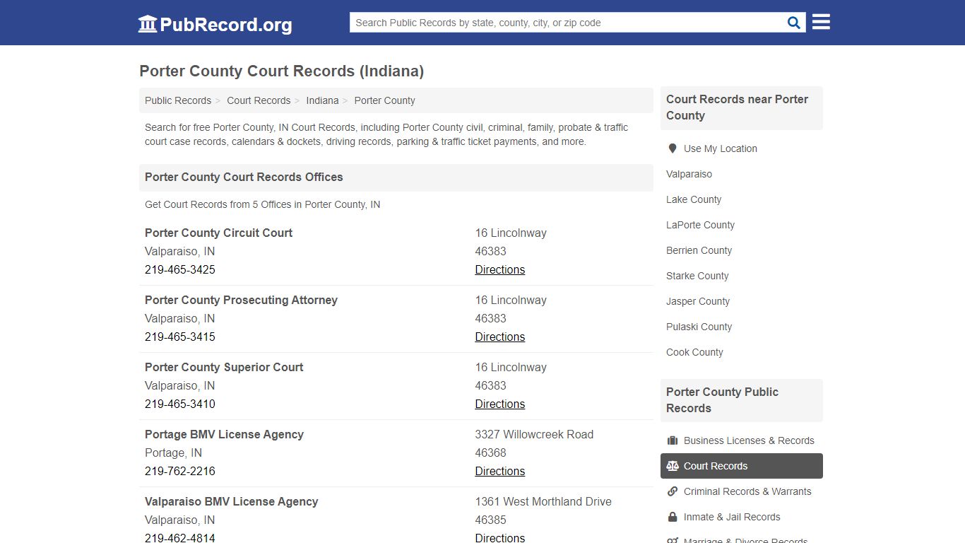 Free Porter County Court Records (Indiana Court Records)